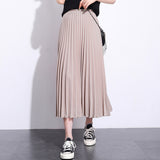 MIDI Mauve Skirt Spring/Summer Solid Color Pleated Skirt