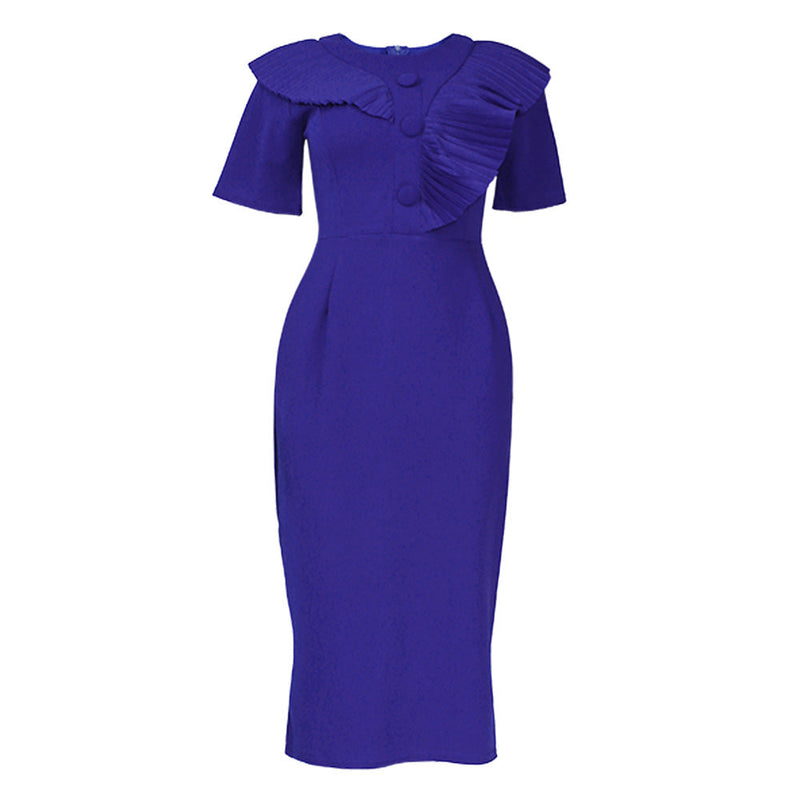 African Women's Wear round Neck Solid Color Dress African Dashiki Ankara Styles Dress