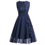 Burgundy Dress Formal Spring/Summer Chiffon Dress Sexy Lace Stitching Formal Dress