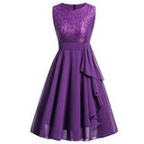 Burgundy Dress Formal Spring/Summer Chiffon Dress Sexy Lace Stitching Formal Dress