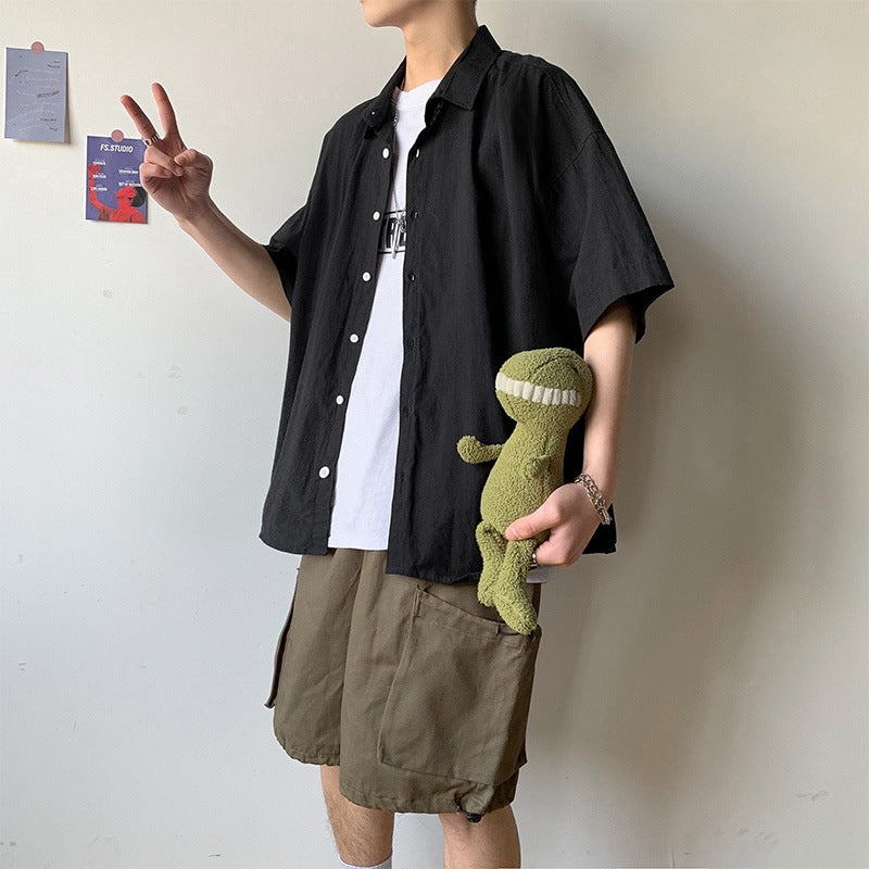 Men's Shirts Solid Color Shirt Loose Cotton and Linen