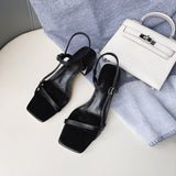 Women Black Dress Shoes Chunky Heel Sandals