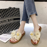 Women Open Toe Sandals Flats Summer Bowknot Fashion Flat Heel Sandals