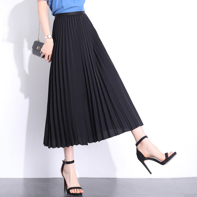 MIDI Mauve Skirt Spring/Summer Solid Color Pleated Skirt