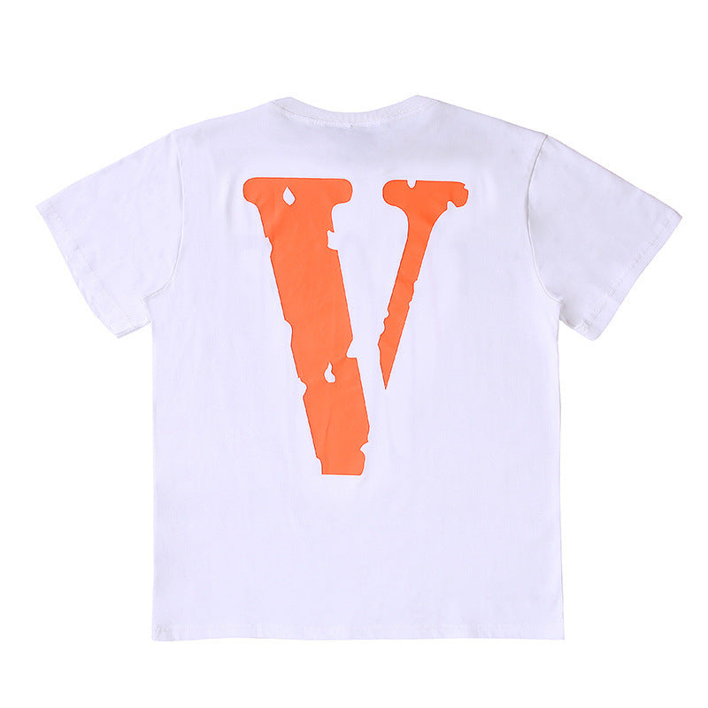Vlone T Shirt Big V Men And Women Tee Casual Round Neck Short Sleeves T-Shirt