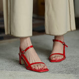 Women Black Dress Shoes Chunky Heel Sandals