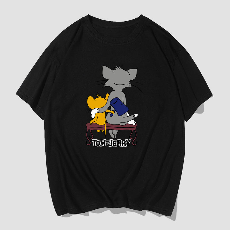 Tom And Jerry T Shirt Cat And Mouse Loose Half Sleeve