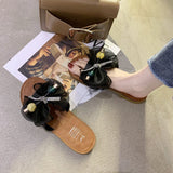 Women Open Toe Sandals Flats Summer Bowknot Fashion Flat Heel Sandals