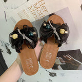 Women Open Toe Sandals Flats Summer Bowknot Fashion Flat Heel Sandals