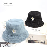 Denim Bucket Hat Fishing Cap Cotton Print Fisherman Hat Spring/Summer Bucket Hat Sun Hat for Men and Women
