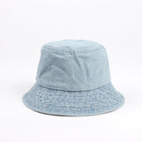 Denim Bucket Hat Fishing Cap Cotton Print Fisherman Hat Retro Solid Color Summer Outdoor Sun Hat