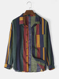 Camp Collar Shirt Striped Shirt Long Sleeve