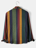 Camp Collar Shirt Striped Shirt Long Sleeve