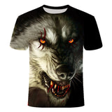 Skull T Shirt Crew Neck Skull Wolf