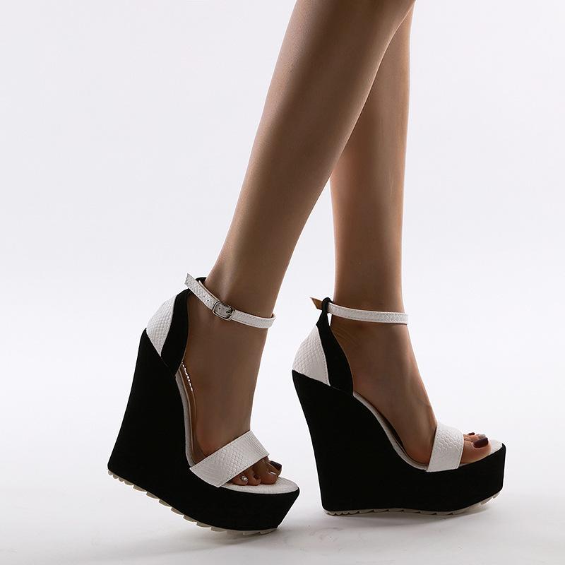 Platform Heels for Women Ankle-Strap Buckle Sandals Open Toe