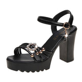 Women Platform Sandals Chunky Heel Waterproof Summer Fashion Ankle-Strap Buckle Sandals