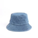 Denim Bucket Hat Fishing Cap Cotton Print Fisherman Hat Retro Solid Color Summer Outdoor Sun Hat
