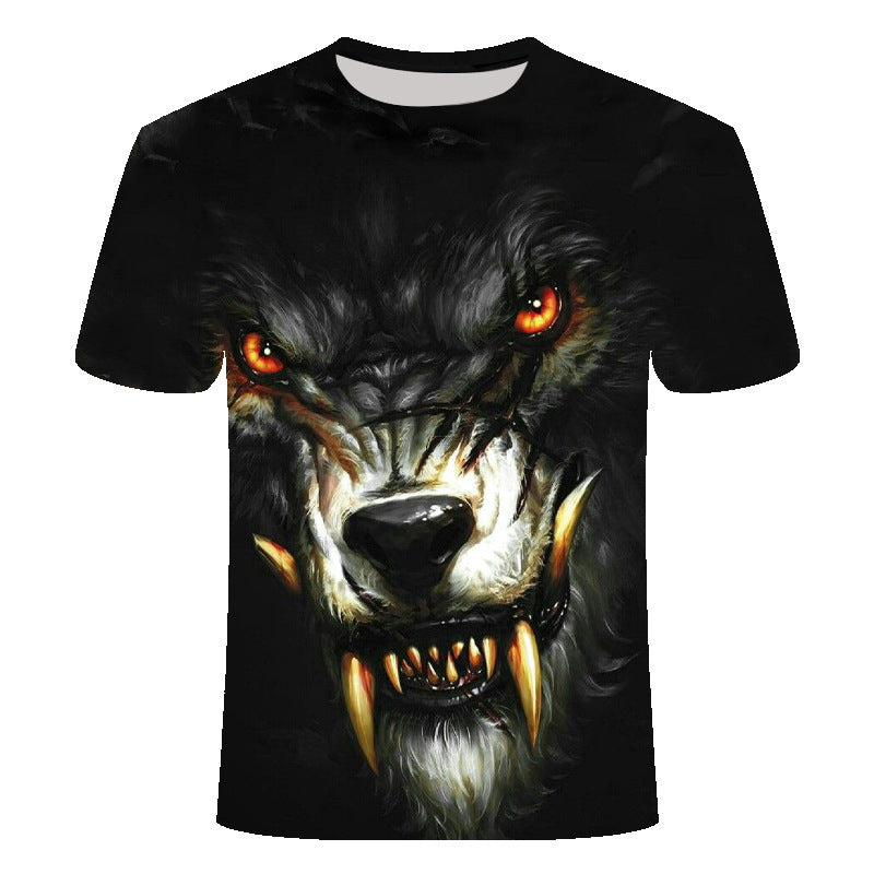 Skull T Shirt Crew Neck Skull Wolf