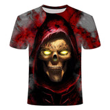 Skull T Shirt Crew Neck Skull Wolf