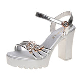 Women Platform Sandals Chunky Heel Waterproof Summer Fashion Ankle-Strap Buckle Sandals
