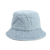 Denim Bucket Hat Fishing Cap Cotton Print Fisherman Hat Retro Solid Color Summer Outdoor Sun Hat