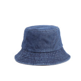 Denim Bucket Hat Fishing Cap Cotton Print Fisherman Hat Retro Solid Color Summer Outdoor Sun Hat