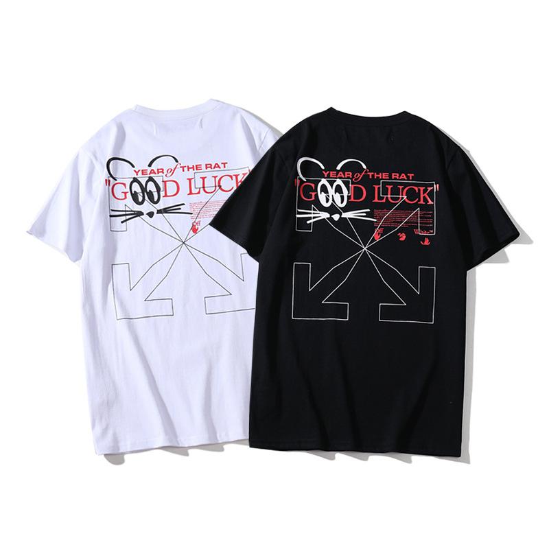 Off White T Shirt Summer Men'S Casual Shortsleeved Tshirt Ow Hollow Arrow Off Mouse Limited Graffiti Owt