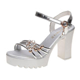 High Heels Slippers Summer Chunky Heel Ankle-Strap Buckle Sandals