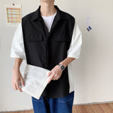 Men Shirts Shirt Short Sleeve Mock Two-Piece
