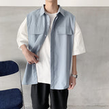 Men Shirts Shirt Short Sleeve Mock Two-Piece