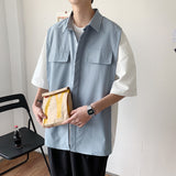 Men Shirts Shirt Short Sleeve Mock Two-Piece