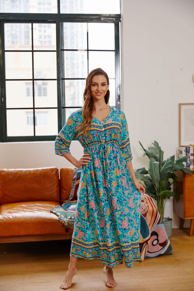 Gypsy Style Dresses Beach Cover Print Holiday Beach Dress