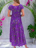 MIDI Mauve Wrap Dress Summer Fashion Ladies Large Size Women's Floral Dress