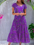 MIDI Mauve Wrap Dress Summer Fashion Ladies Large Size Women's Floral Dress