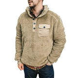 Men Sweats Man Fall Outfits Autumn and Winter Casual Plain Decorative Button Pocket Sweater
