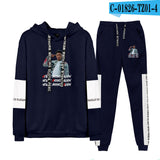 Never Broke Again Hoodie Casual Patchwork Sweatshirt Ankle Banded Pants Suit