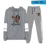 Never Broke Again Hoodie Casual Patchwork Sweatshirt Ankle Banded Pants Suit
