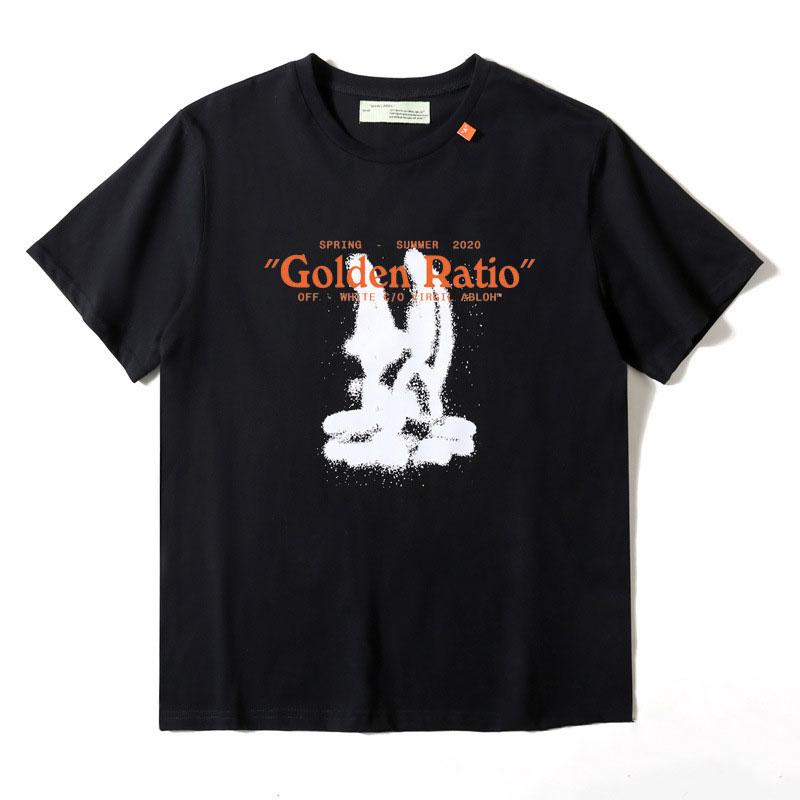 Off White T Shirt Ow Cartoon Inkjet Printing Large Size Casual White Purple Arrow Tshirt Short Sleeve Owt