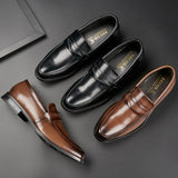 Men's Dress Shoes Classic Leather Oxfords Casual Cushioned Loafer Business Formal Men's Leather Shoes Breathable