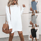 Women Pullover Knit Sweater Spring Half Turtleneck Long Pullover Dress Sweater