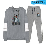 Never Broke Again Hoodie Casual Patchwork Sweatshirt Ankle Banded Pants Suit