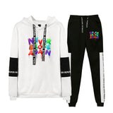 Never Broke Again Hoodie Casual Patchwork Sweatshirt Ankle Banded Pants Suit