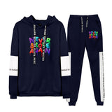 Never Broke Again Hoodie Casual Patchwork Sweatshirt Ankle Banded Pants Suit