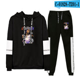 Never Broke Again Hoodie Casual Patchwork Sweatshirt Ankle Banded Pants Suit