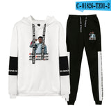 Never Broke Again Hoodie Casual Patchwork Sweatshirt Ankle Banded Pants Suit