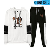 Never Broke Again Hoodie Casual Patchwork Sweatshirt Ankle Banded Pants Suit