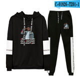 Never Broke Again Hoodie Casual Patchwork Sweatshirt Ankle Banded Pants Suit