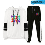 Never Broke Again Hoodie Casual Patchwork Sweatshirt Ankle Banded Pants Suit