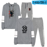 Never Broke Again Hoodie Casual Patchwork Sweatshirt Ankle Banded Pants Suit