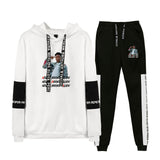 Never Broke Again Hoodie Casual Patchwork Sweatshirt Ankle Banded Pants Suit